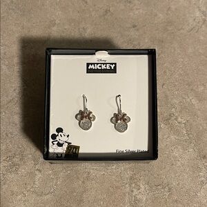 NWT Disney Mickey Minnie Mouse Glittering Silver Earrings